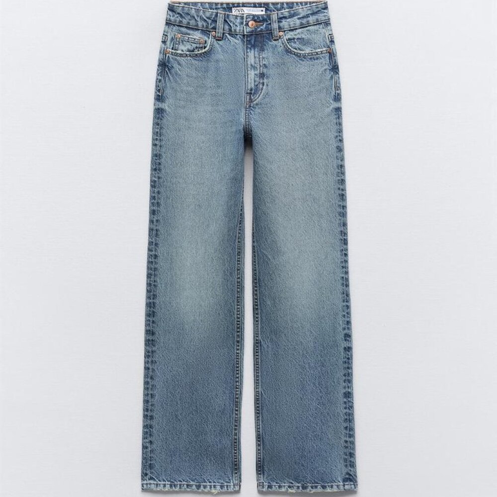 NWT Zara Z1975 High Rise Long Length Straight Jeans
